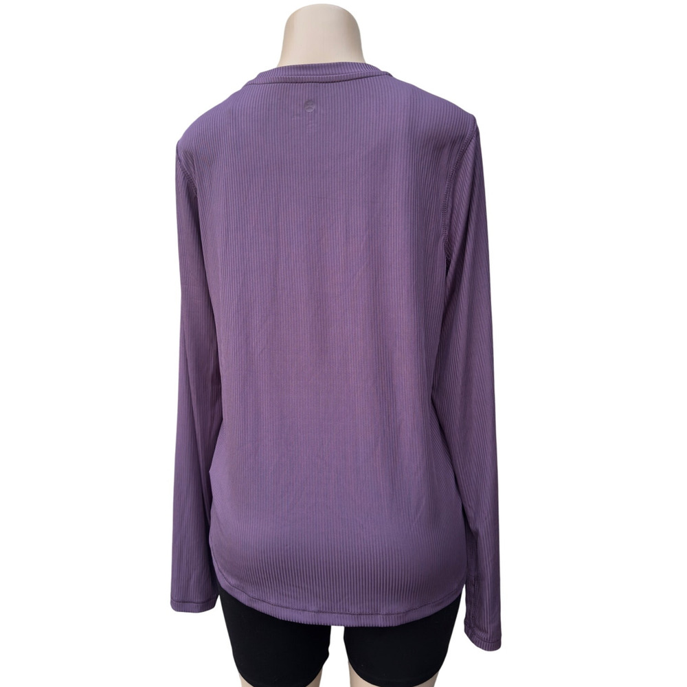 Danskin Ladies' Ribbed Long Sleeve Active Top  Purple, Size L NWT - Picture 2 of 10
